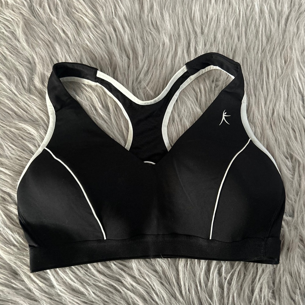 Danskin Now Lightly Lined Sports Bra Womens Size 38C Black Keyhole Racerback